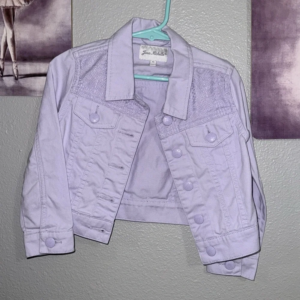 Jona Michelle Toddler Denim Jean Jacket soft purple lavender XS 3t/4t like new - Picture 2 of 7